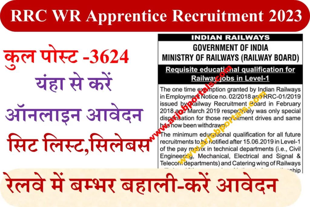 RRC WR Apprentice Recruitment 2023: 3624 Vacancies