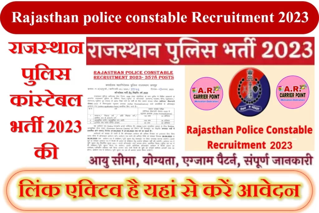 Rajasthan police constable Recruitment Online form 2023 apply